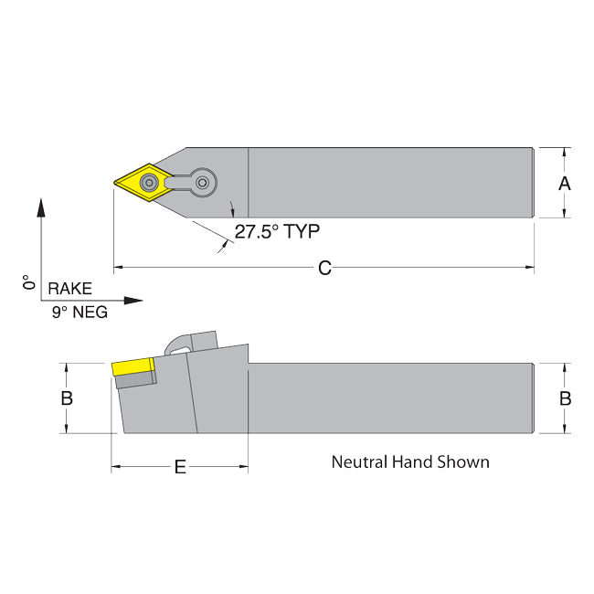 Dorian 50380 MDPNN24-5D Neutral Toolholder for DNM_543 inserts