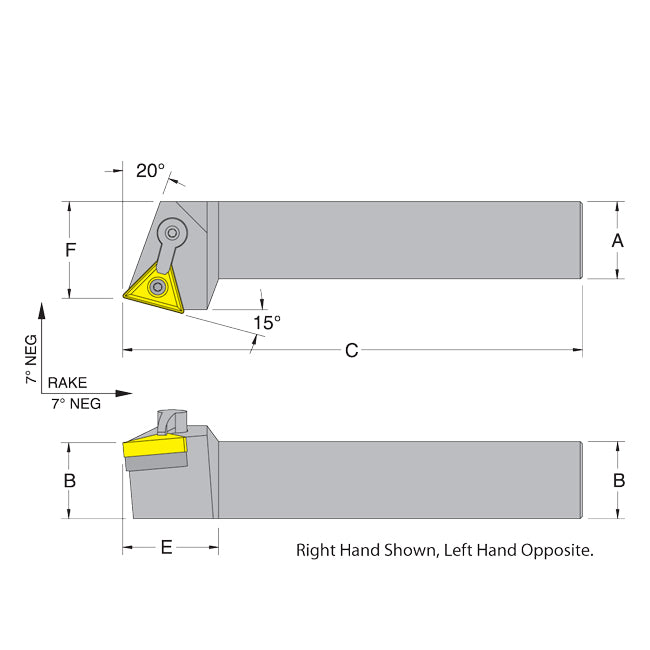 Dorian 50980 MTRNR16-4D RH Toolholder for TNM_432 inserts
