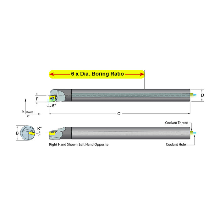 Dorian Tool E10M-SCLCR-3 Carbide Shank Indexable Boring Bar, 59623