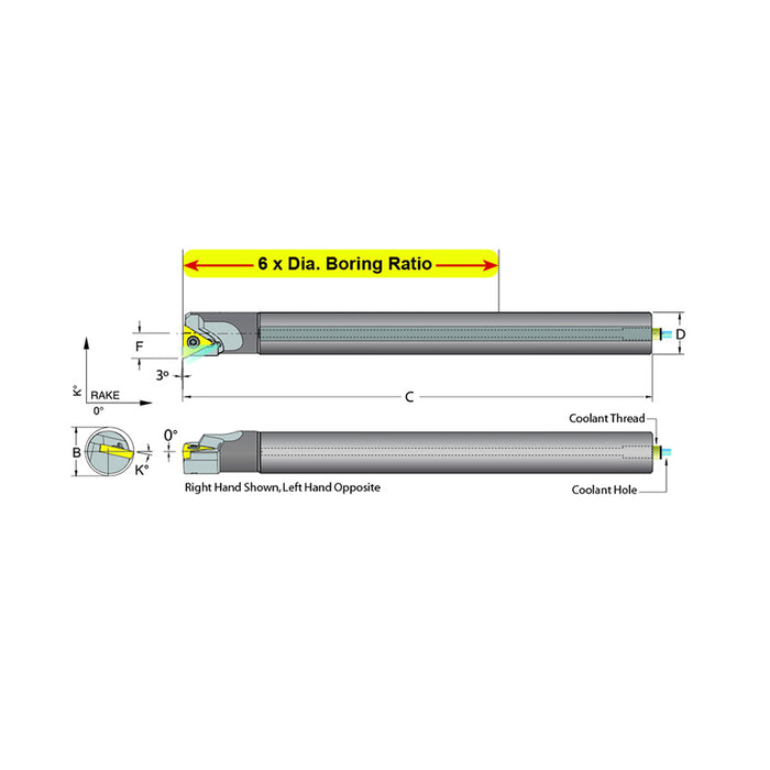 Dorian Tool E10M-STUPL-2 Carbide Shank Indexable Boring Bar, 59796
