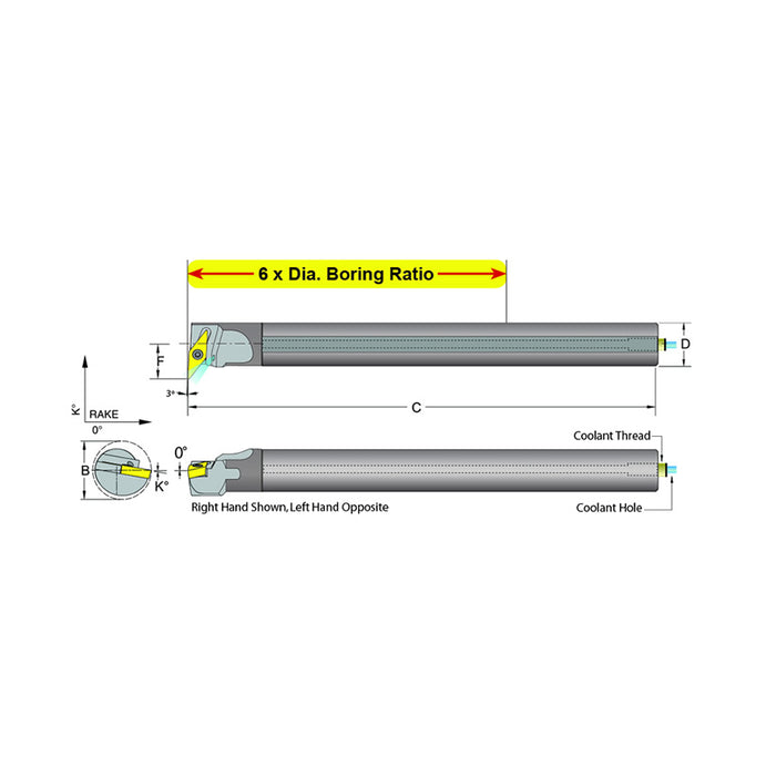 Dorian Tool E10S-SVUPL-2 Carbide Shank Indexable Boring Bar, 59856