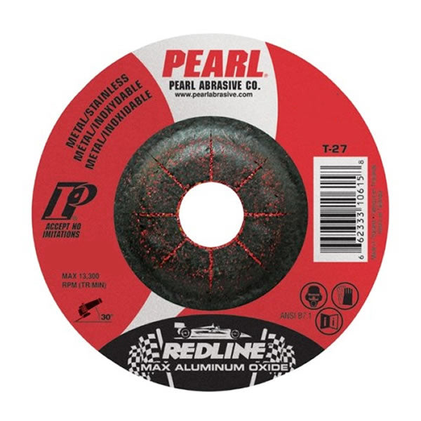 Pearl Redline DCRED60P 6 x 1/8 x 7/8 MAX A.O. Type 27 Pipeline Grinding Wheels (Pack of 10)