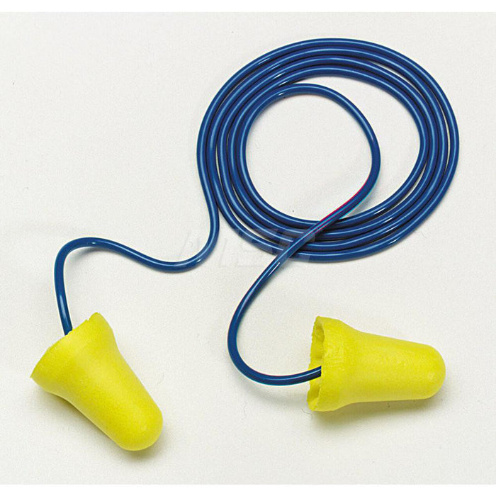 3M Earplugs: 28 dB, Foam, Bell, Roll Down, Corded, Pkg Qty 200