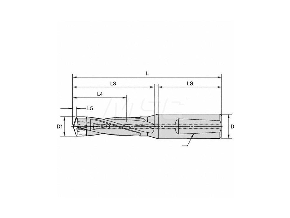 Kennametal KSEM1600 Replaceable-Tip Drill: 16 to 16.5 mm Dia, 1245980