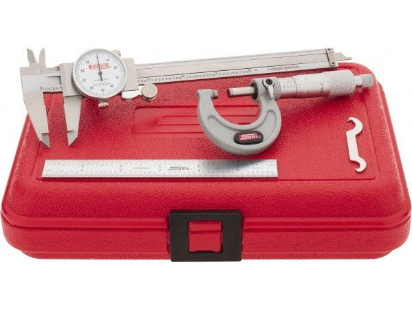 SPI Machinist Micrometer & Ruler Kit: 3 pc, 0 to 6" Caliper, 0 to 1" Micrometer, 13-096-3 CETS.com