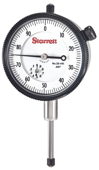 Starrett Dial Indicator 1.000" Max, 0-100 Dial Reading, 25-441J