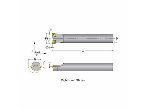 Barra Di Alesatura Indexable BBN12-3 HHIP (1030-0750) Per Tornio