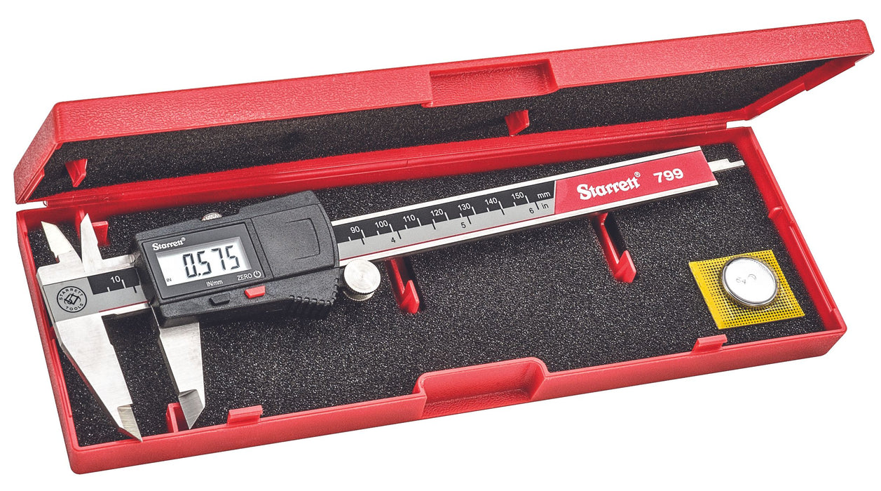 Starrett 0-6"/0-150 mm Electronic Caliper, EC799A