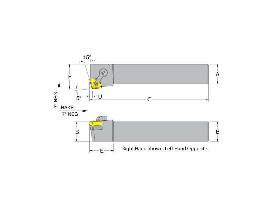 Dorian 50070 MCKNR16-4C RH Toolholder for CNM_432 inserts
