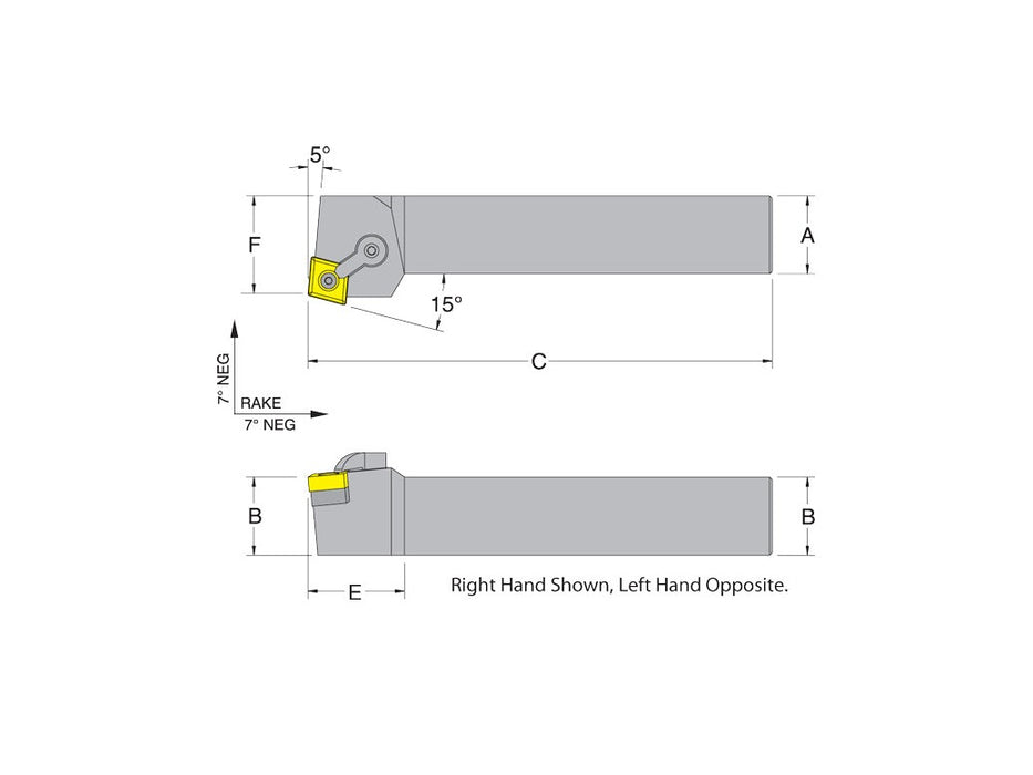 Dorian 50224 MCRNR16-4C RH Toolholder for CNM_432 inserts