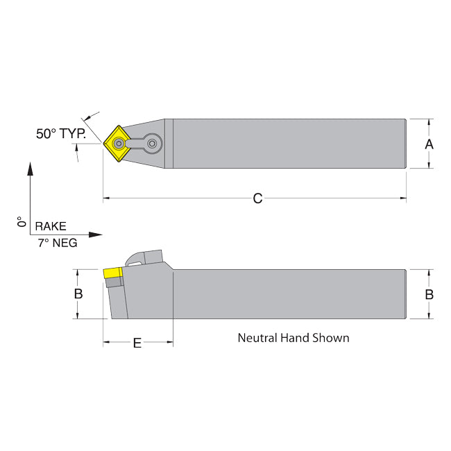 Dorian 50288 MCYNN24-6E Neutral Toolholder for CNM_643 inserts