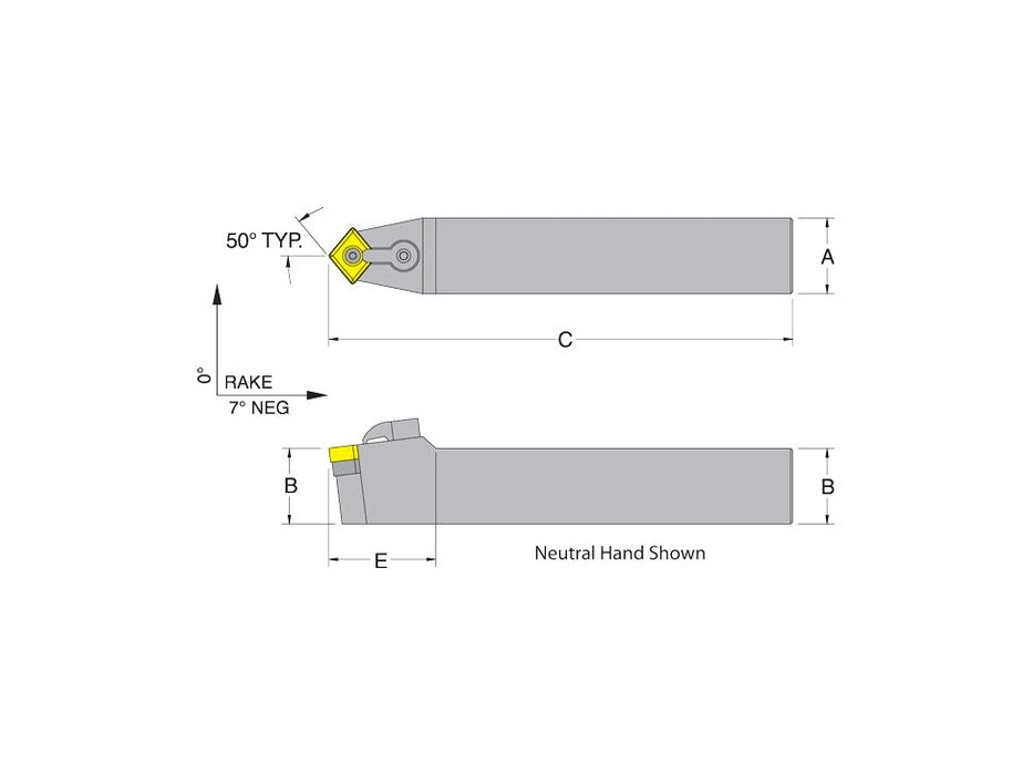 Dorian 50276 MCYNN16-4D Neutral Toolholder for CNM_432 inserts
