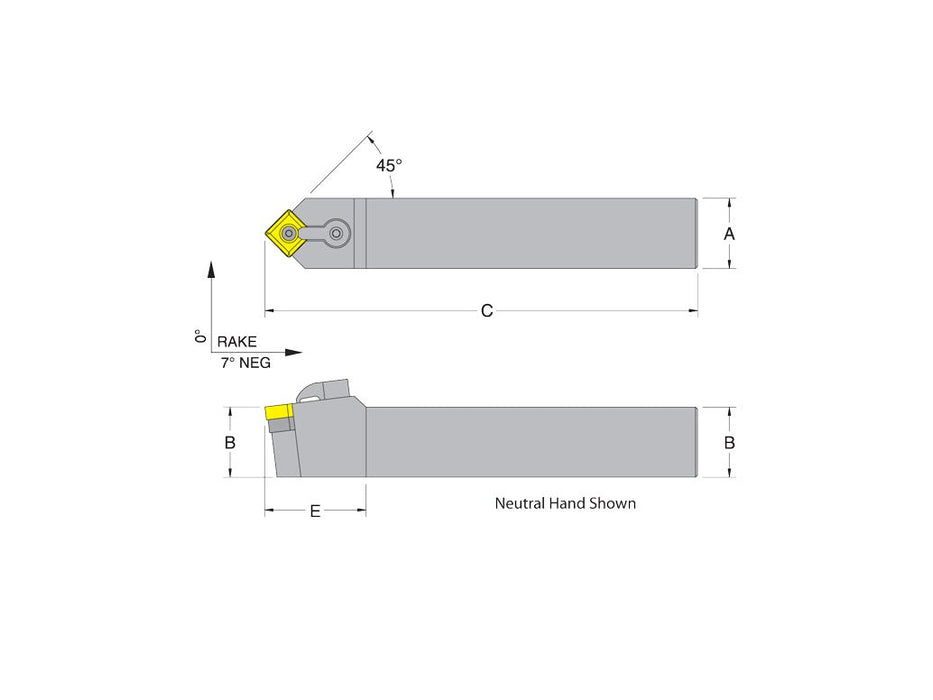 Dorian 50418 MSDNN24-6E Neutral Toolholder for SNM_643 inserts