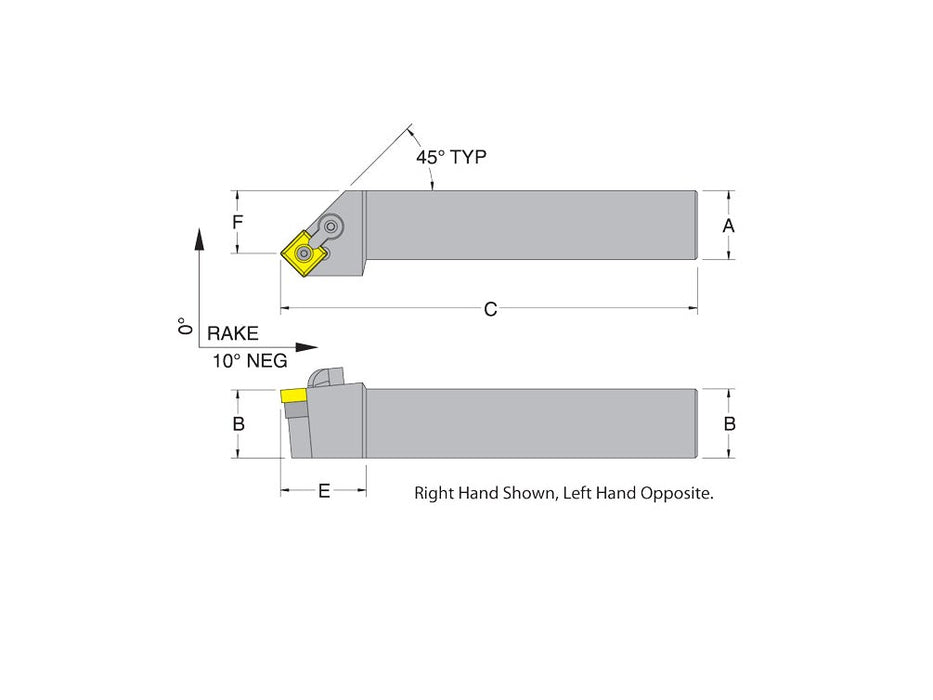 Dorian 50584 MSSNR16-5D RH Toolholder for SNM_543 inserts