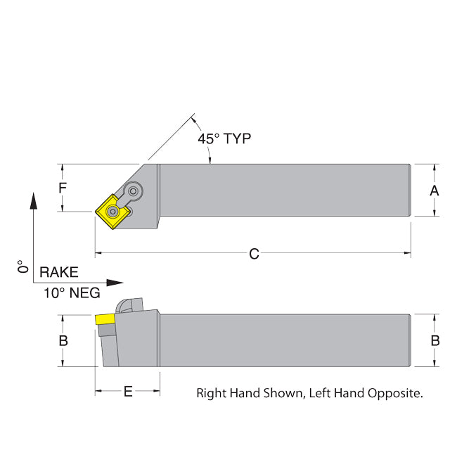 Dorian 50593 MSSNL20-6D LH Toolholder for SNM_643 inserts