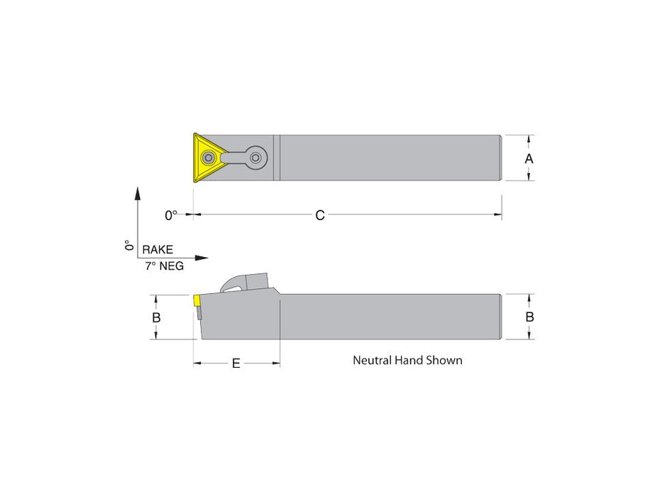 Dorian 50674 MTCNN64-4D Neutral Toolholder for TNM_432 inserts