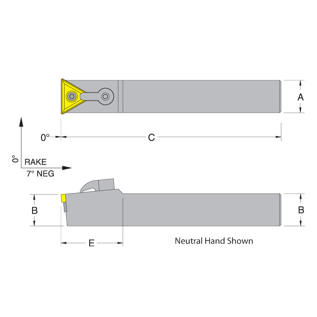 Dorian 50672 MTCNN12-4B Neutral Toolholder for TNM_432 inserts