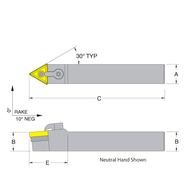 Dorian 50712 MTENN86-5E Neutral Toolholder for TNM_543 inserts
