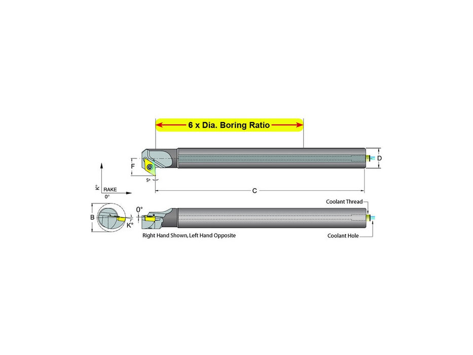 Dorian Tool E06M-SDXCL-2 Carbide Shank Indexable Boring Bar, 59732