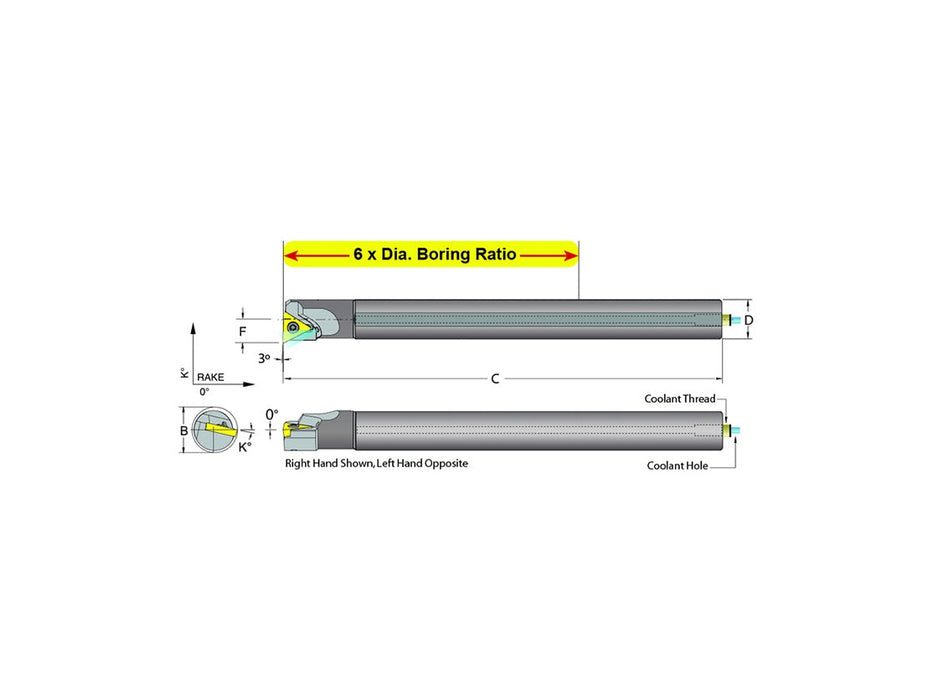 Dorian Tool E10M-STUPL-2 Carbide Shank Indexable Boring Bar, 59796