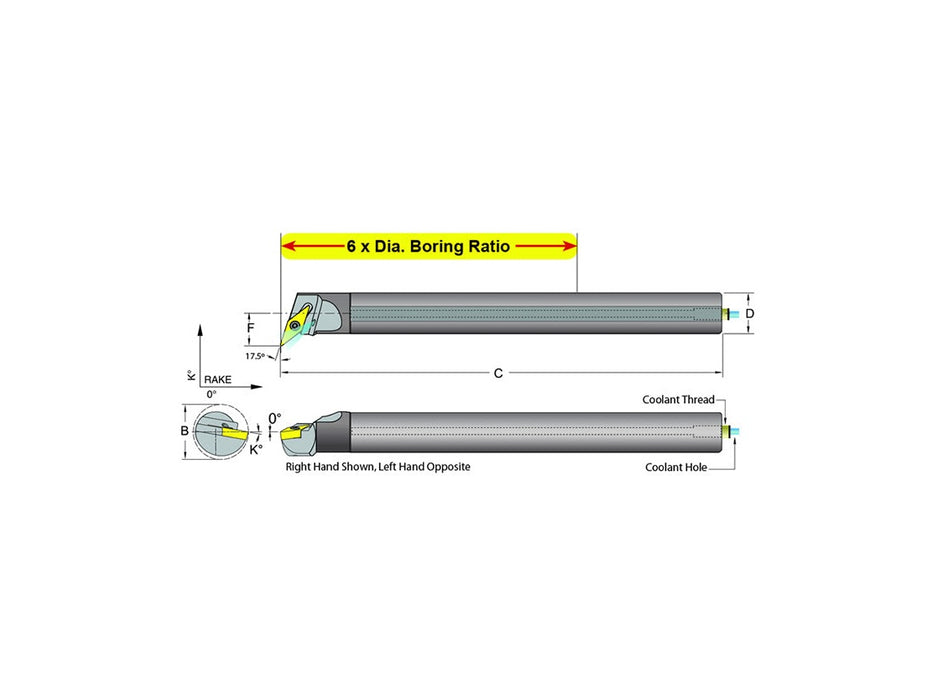 Dorian Tool E10M-SVQCR-2 Carbide Shank Indexable Boring Bar, 59819