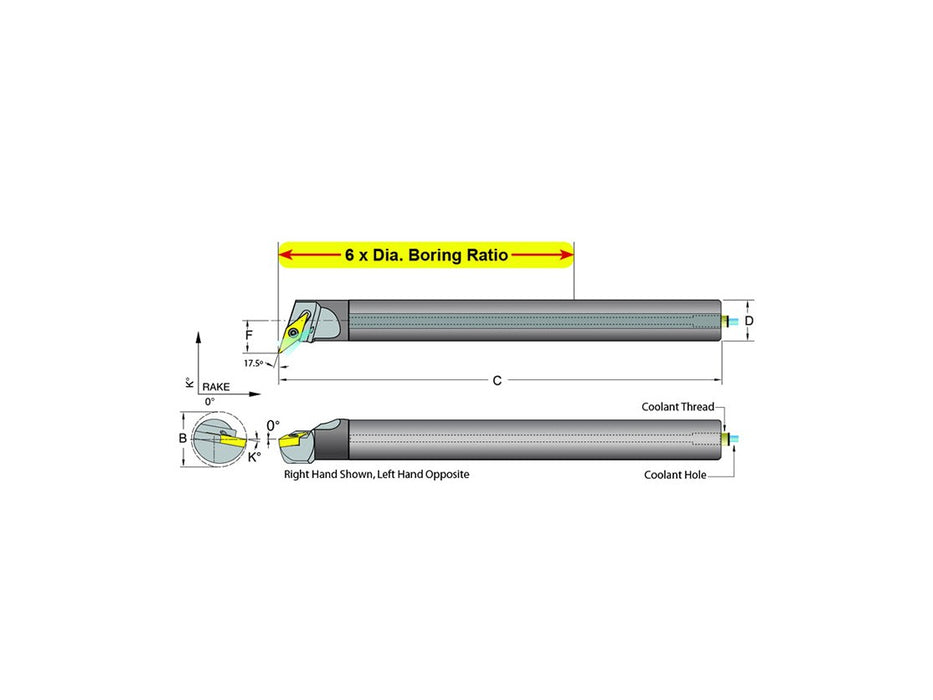Dorian Tool E10M-SVQPR-2 Carbide Shank Indexable Boring Bar, 59843