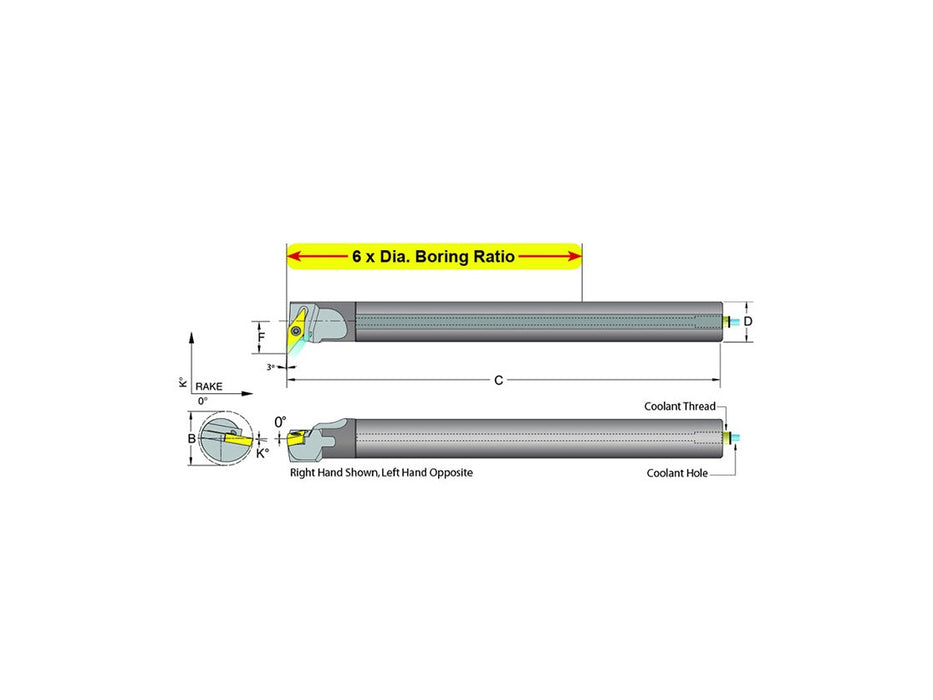 Dorian Tool E10M-SVUPR-2 Carbide Shank Indexable Boring Bar, 59851