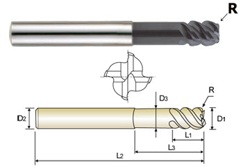 93546, 3/8 4-FL Stub Length 55 Deg. Helix CR X-Power Carbide End Mill