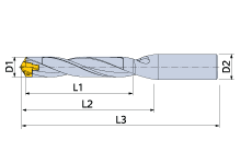 Ingersoll 0.563, 14.3mm QR Series Quad Twist Drill for Square Inserts, 3210683