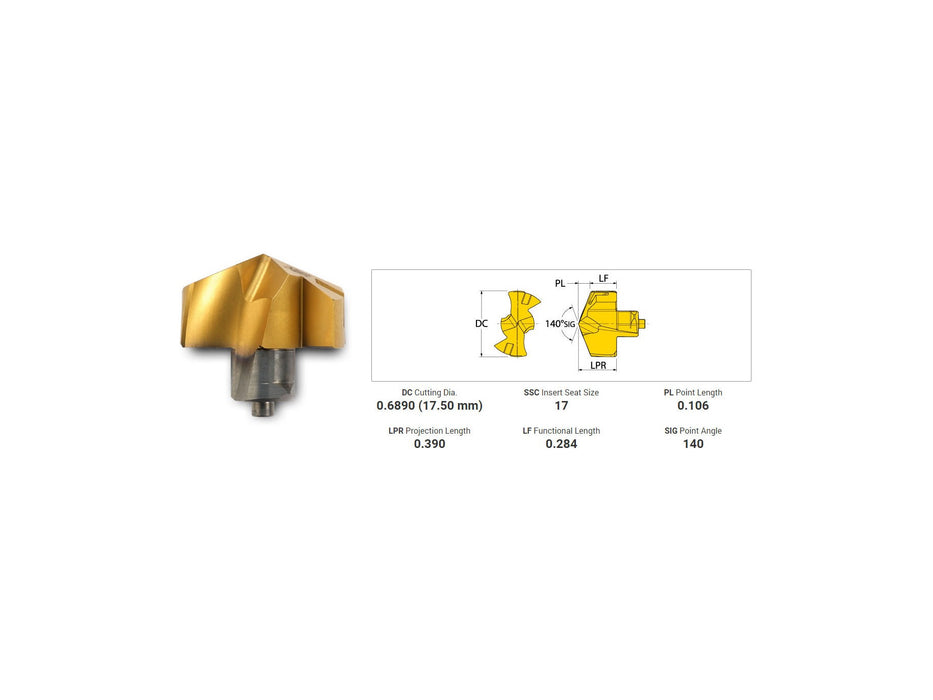 TPA17501R01 IN2505 Ingersoll Gold Twist Replaceable Carbide Tip 5120075