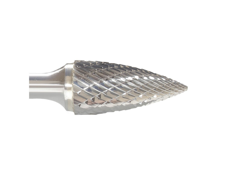 MA Ford 46157, 12.7mm Tree Shape Pointed End Carbide Burr SG-13M-D, Standard Alt Diamond (Double)