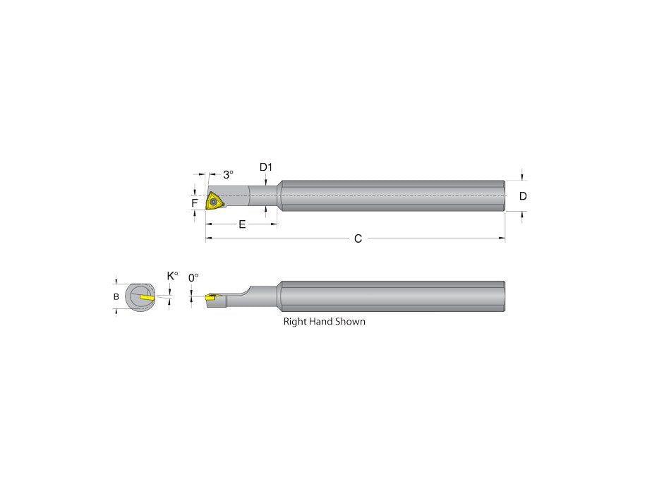 Dorian 55900, S08H-SWUCR-1.2-2 Boring Bar for WC_T 1.210.0 Inserts