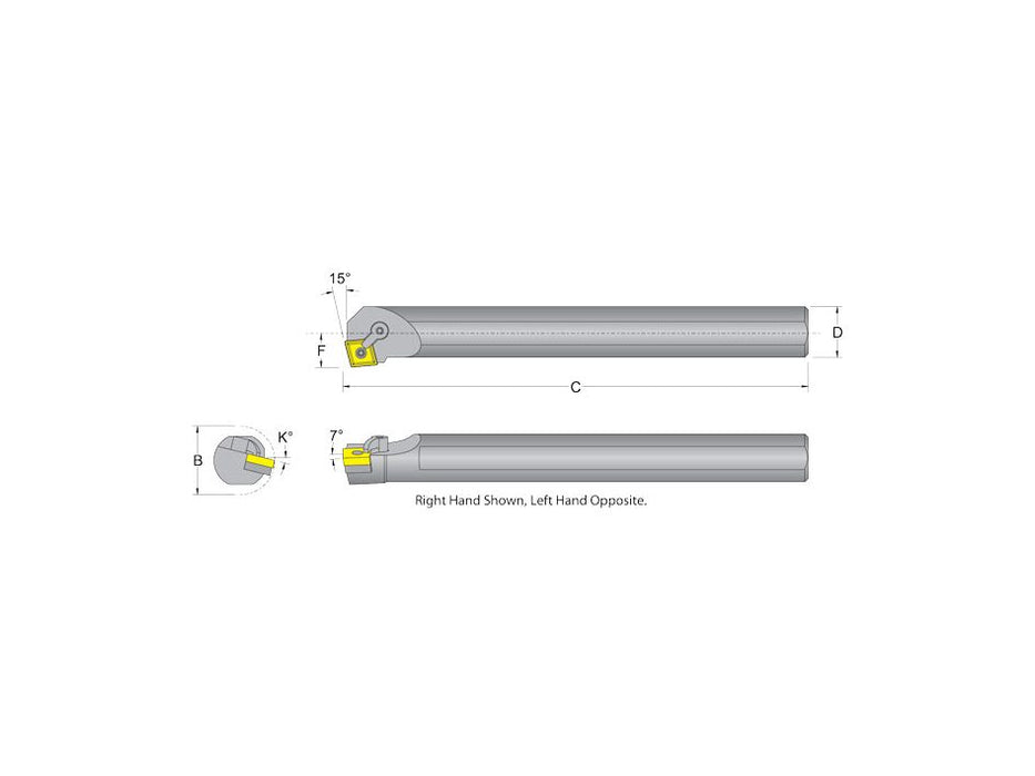 Dorian 54992, S20U-MCKNR-4 Boring Bar for CNM_432 Inserts