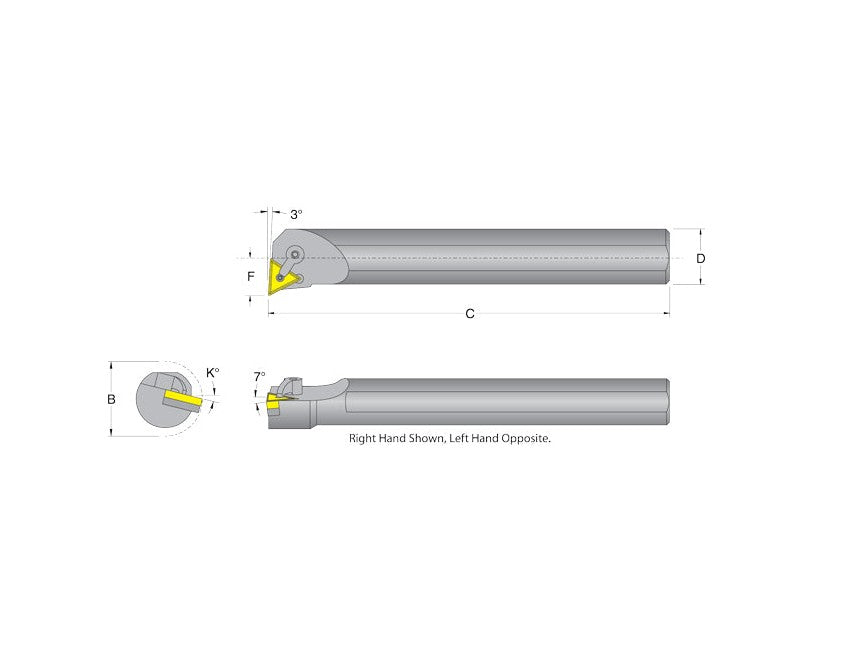 Dorian 55208, S16T-MTUNR-3 Boring Bar for TNM_332 Inserts