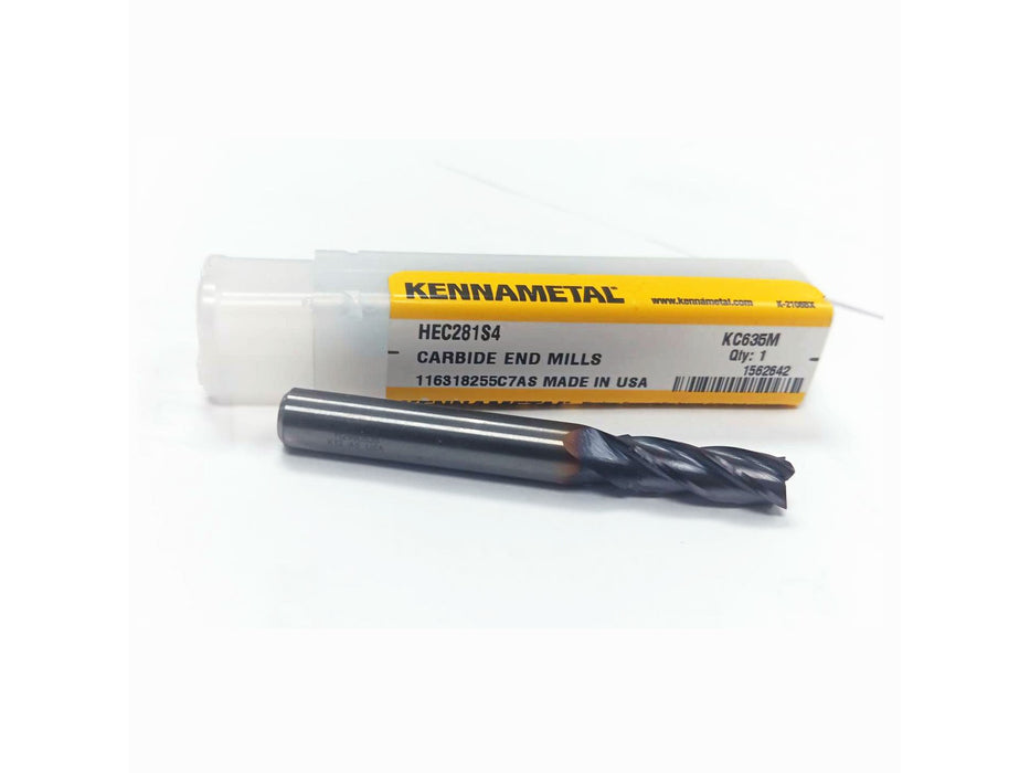Kennametal 9/32" 4-Flute SQ Carbide End Mill, TiALN Coated, 1562642
