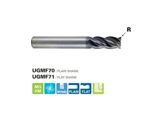 3/8 " 4-FL Corner R.060 Multi-Helix Carbide End Mill, YG1 UGMF70917