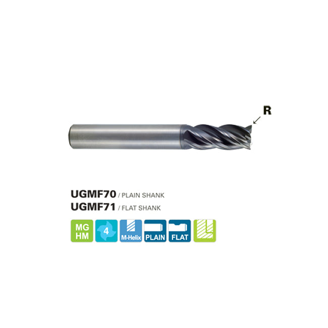 1/2 " 4-FL Corner R.010 Multi-Helix Carbide End Mill, YG1 UGMF71925