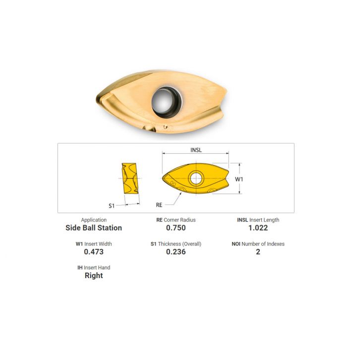 NCEU 380600R-P IN2505 Ingersoll Ball Nose Carbide Inserts 4/Pack 5813449 