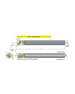 Dorian Tool E20U-ADCLNR-4 Carbide Shank Indexable Boring Bar, 60071