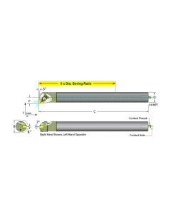 Dorian Tool E16R-ADCLNL-4 Carbide Shank Indexable Boring Bar, 60068