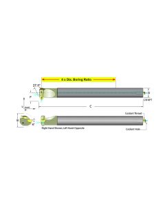 Dorian Tool E16R-ADDPNR-3 Carbide Shank Indexable Boring Bar, 60109