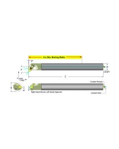 Dorian Tool E20U-ADDUNR-4 Carbide Shank Indexable Boring Bar, 60097