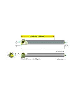 Dorian Tool E16R-ADNER-3 Carbide Shank Indexable Threading Bar, 60173