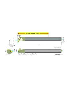 Dorian Tool E20U-ADVUNR-3 Carbide Shank Indexable Boring Bar, 60121