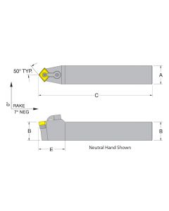 Dorian 50276 MCYNN16-4D Neutral Toolholder for CNM_432 inserts