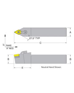 Dorian 50370 MDPNN12-4B  Neutral Toolholder for DNM_432 inserts