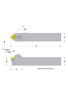 Dorian 50394 MSDNN08-3B Neutral Toolholder for SNM_322 inserts