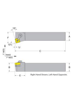 Dorian 50464 MSKNR20-5D RH Toolholder for SNM_543 inserts