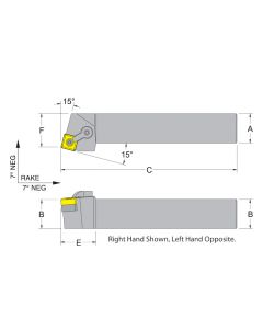 Dorian 50510 MSRNR16-4C RH Toolholder for SNM_432 inserts