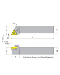 Dorian 50882 MTJNR08-2A RH Toolholder for TNM_221 inserts